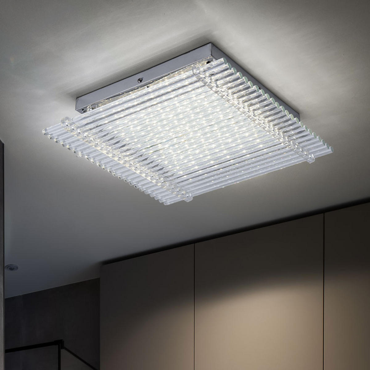 LED DECKENLEUCHTE VILLARICA Glas Silber - Silberfarben, Glas (31/31/7cm) - Globo Lighting