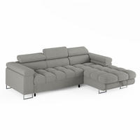 ECKSOFA CLOUD Rechts Grau L-Form Bouclé-Stoff mit Schlaffunktion und Bettkasten - Chromfarben/Grau, Holz/Metall (175/235cm) - Barchello