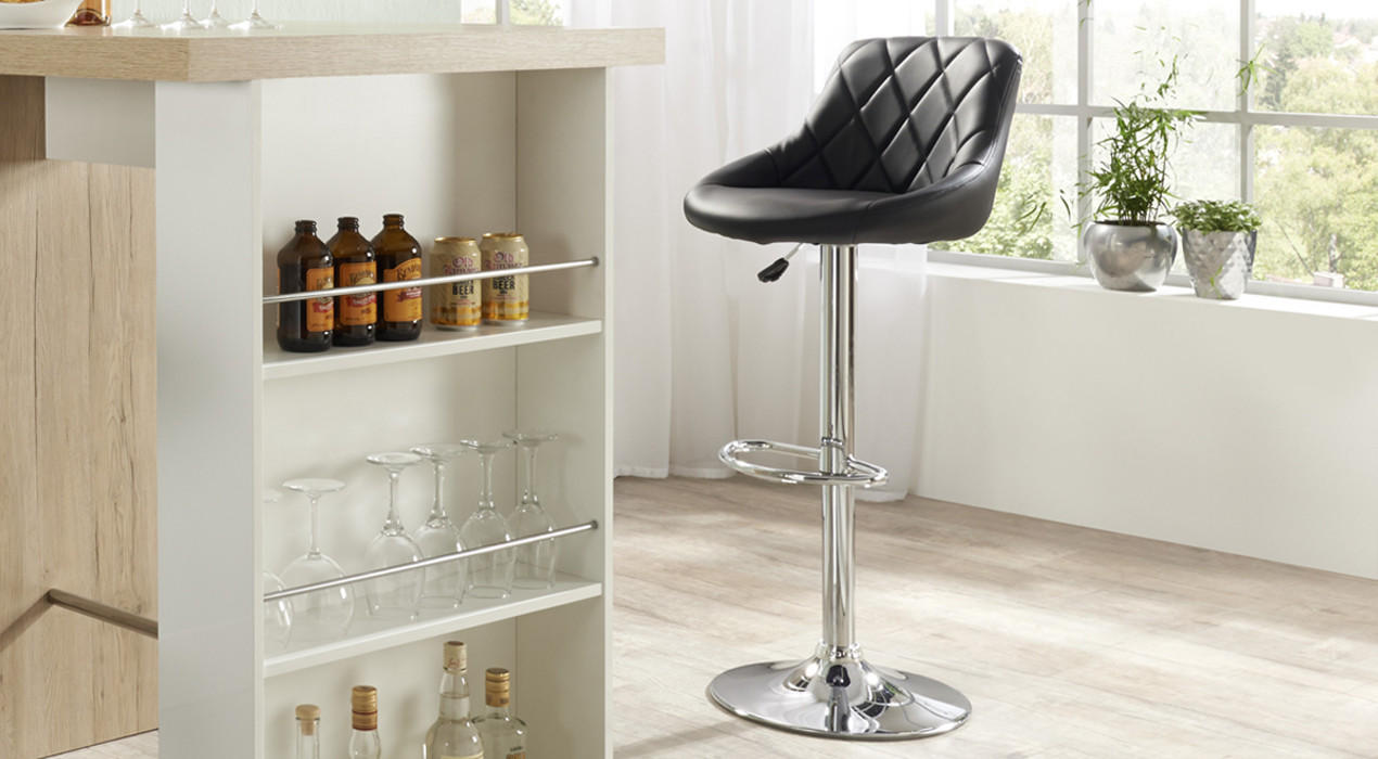 Barhocker Lederlook Schwarz