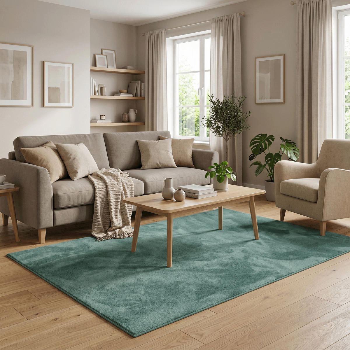 HOCHFLOR LANGFLOR TEPPICH SUPER SOFT MELIA - Mintgrün, Textil (120/170cm) - Pergamon