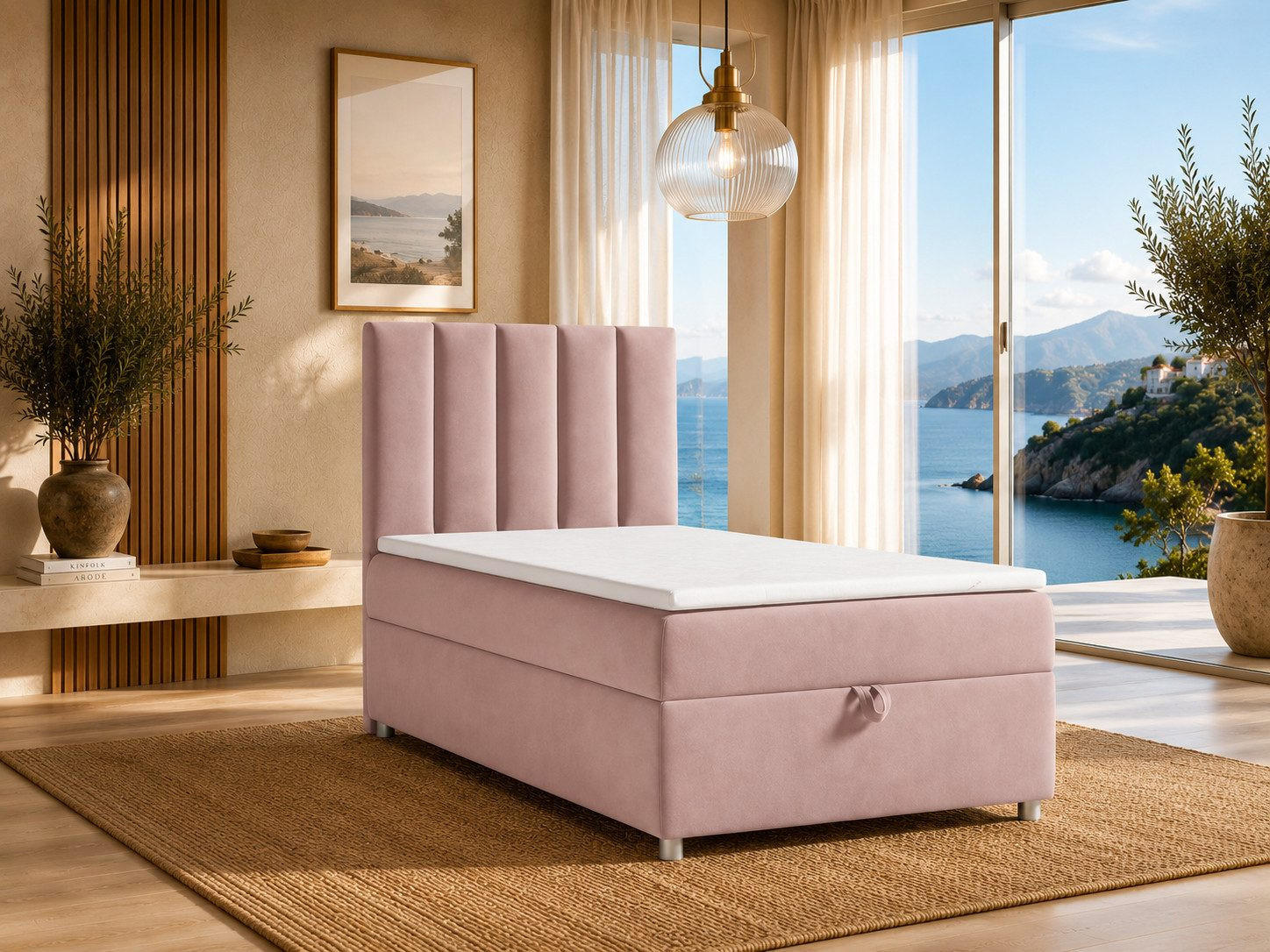 BOXBETT mit Bettkasten Trinity K-10 SINGLE Bonellfederkern inkl. Topper - Rosa, Holz/Holzwerkstoff (70/200cm) - Best For Home