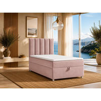 BOXBETT mit Bettkasten Trinity K-10 SINGLE Bonellfederkern inkl. Topper - Rosa, Holz/Holzwerkstoff (90/200cm) - Best For Home