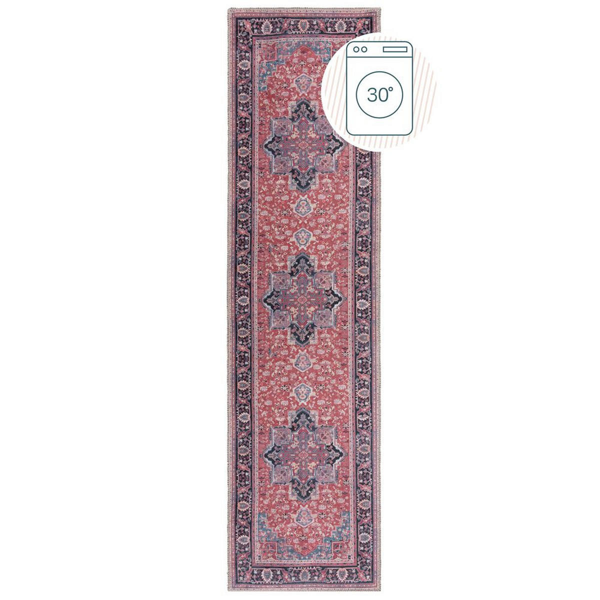 TEPPICH maschinenwaschbar Vintage-Design, recycelt HALD, Rot 60x230 cm - Rot, Textil (60/230cm) - KADIMA DESIGN