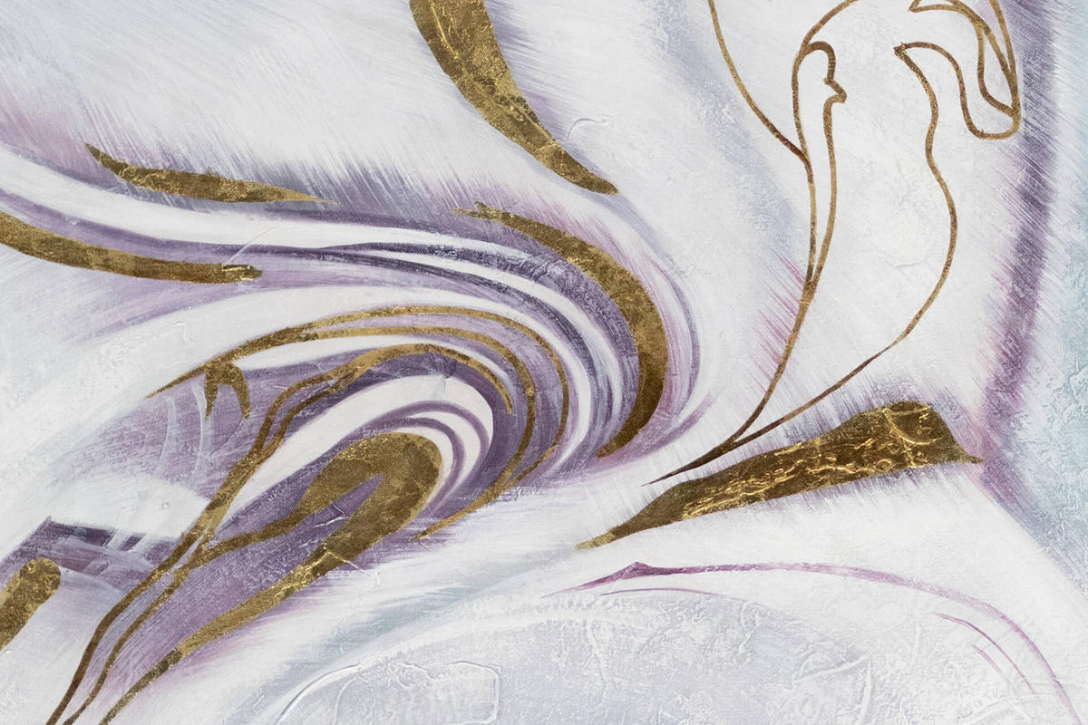 XXL ÖLGEMÄLDE Weiß 200/100 cm - Goldfarben/Weiß, Textil (200/100cm) - KUNSTLOFT