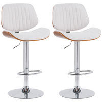 BARHOCKER 2er Set Stoff Walnuss/Creme - Chromfarben/Walnussfarben, Textil/Metall (50/94/50cm) - CLP