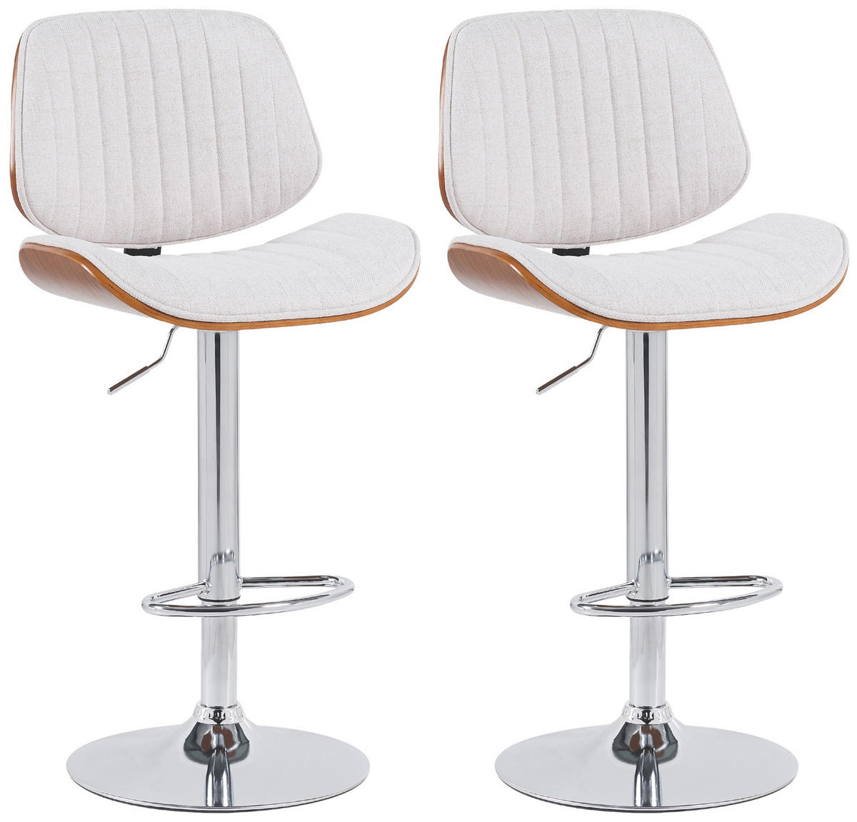 BARHOCKER 2er Set Stoff Walnuss/Creme - Chromfarben/Walnussfarben, Textil/Metall (50/94/50cm) - CLP