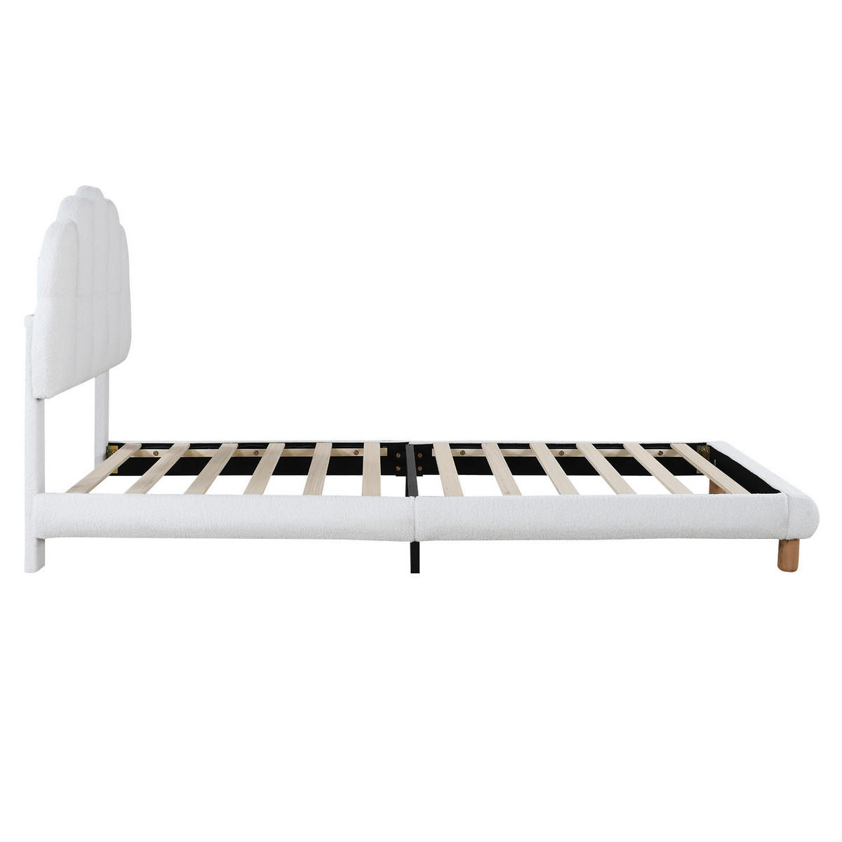 POLSTERBETT 90/200 cm Weiß mit dickem Kopfteil aus Kreisvlies - Weiß, Textil (90/200cm) - OKWISH
