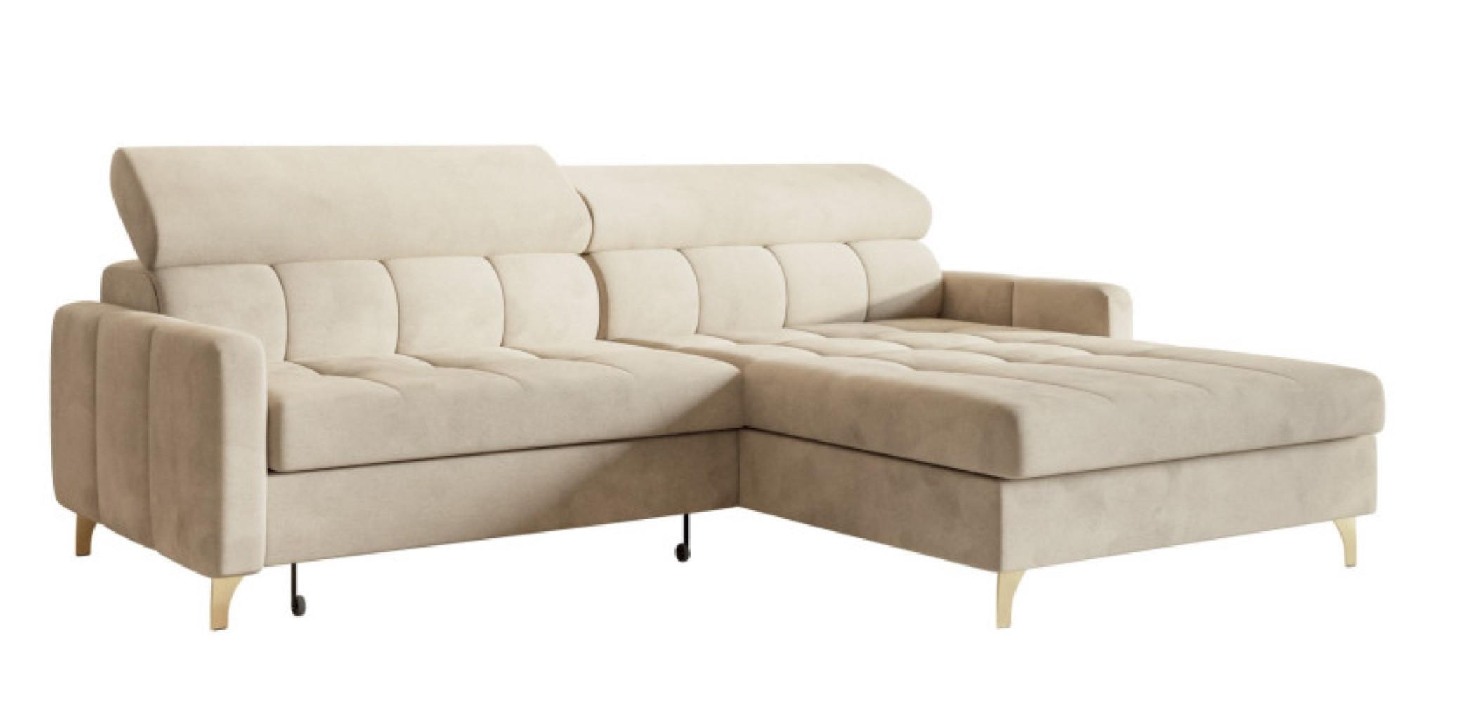 ECKSOFA Creme BAMBINO Mit Verstellbaren Kopfstützen Rechts - Beige/Creme, Textil (174/223cm) - Sepro Meble
