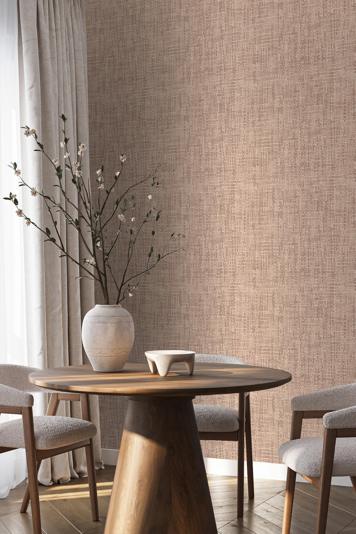 TAPETE Leinen-Optik 50 x 900 cm - Pink, Papier (50/900cm) - Origin Wallcoverings