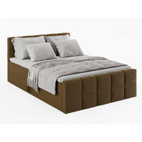 BOXBETT Vanessa 140/200 cm, in Braun, Bouclé-Stoff, Bettkasten, Matratze, Topper - Braun, Textil (140/200cm) - Barchello