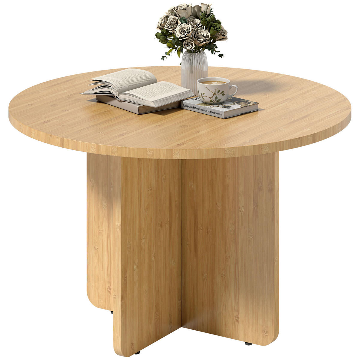 COUCHTISCH DE-08773 Bambus mit Kreuzfuß Natur - Naturfarben, Naturmaterialien (66/66/45cm) - ComfortXL