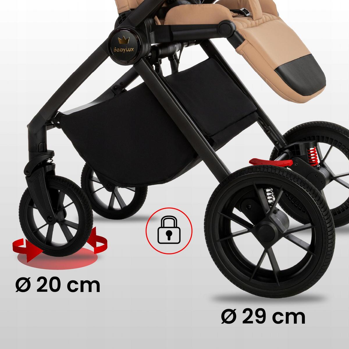 KINDERWAGEN Boldo 3in1 Sapphire Babywanne, Buggy Sportsitz, Babyschale I-Size - Beige/Schwarz, Textil/Metall (58/98cm) - BabyLux