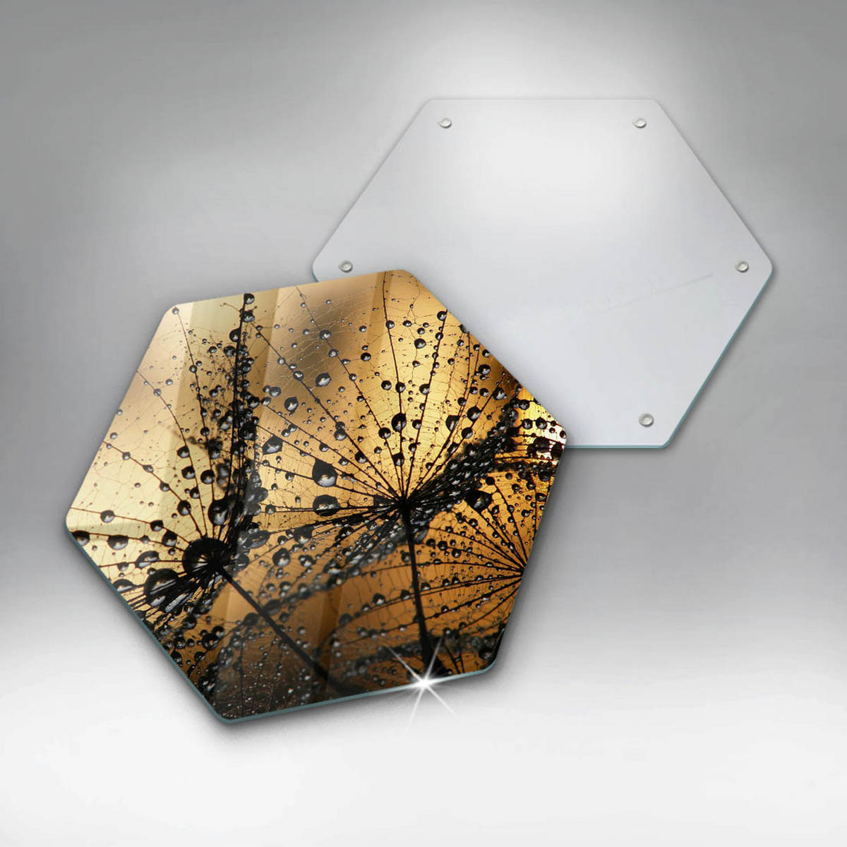 GLASPLATTE 40 cm Rosa und Pusteblumen - Gelb, Glas (40/40cm) - Wallfluent