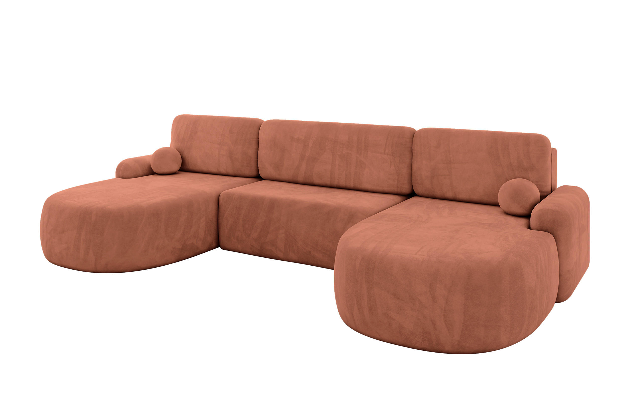 WOHNLANDSCHAFT mit Schlaffunktion und Bettkasten LIRA-U - 335x172x89 Apricot - Orange, Holzwerkstoff/Textil (335/89/172cm) - ALTDECOR