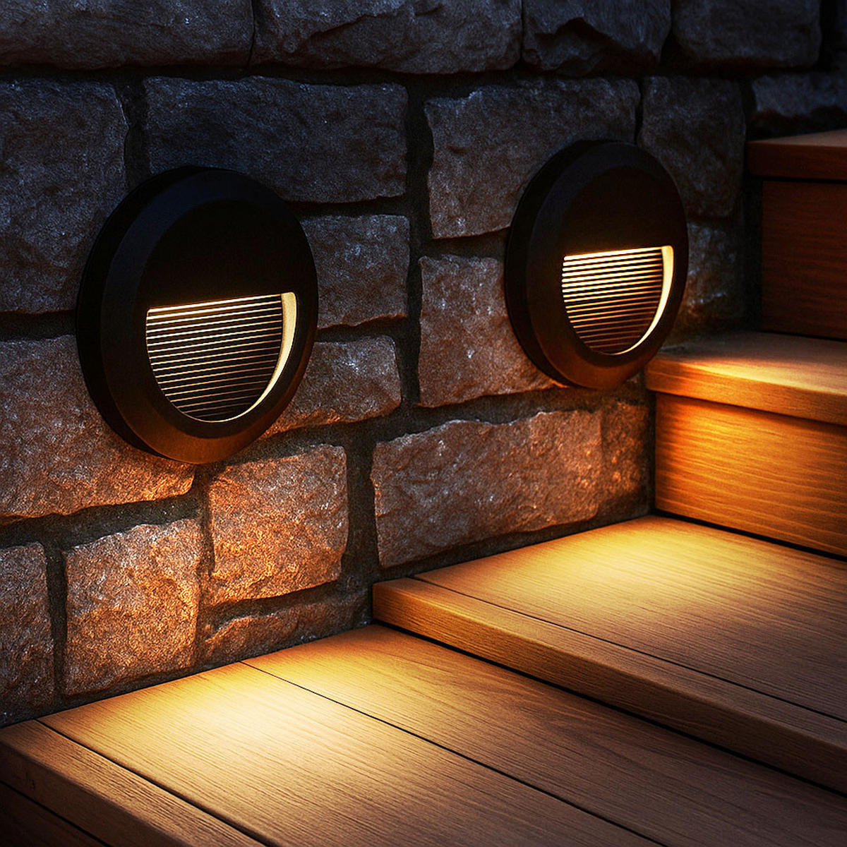 LED AUSSEN-WANDLEUCHTE Schwarz Rund 2er Set - Schwarz, Kunststoff (15/2.7/15cm)