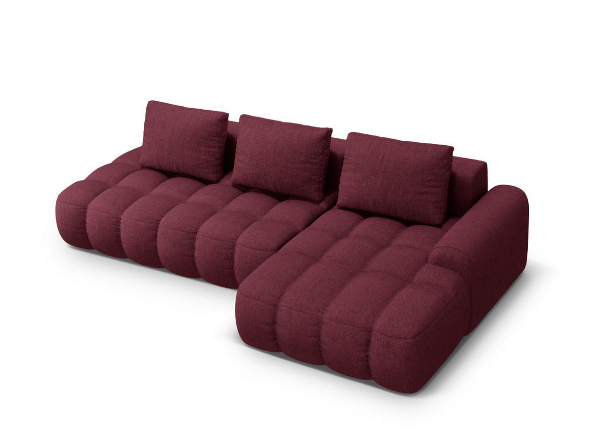 AUSKLAPPBARES-ECKSOFA rechts mit Container Linz aus strukturiertem Stoff burgundfarben 3 Sitzplätze - Bordeaux, Textil (142/275cm) - Cosmopolitan Design