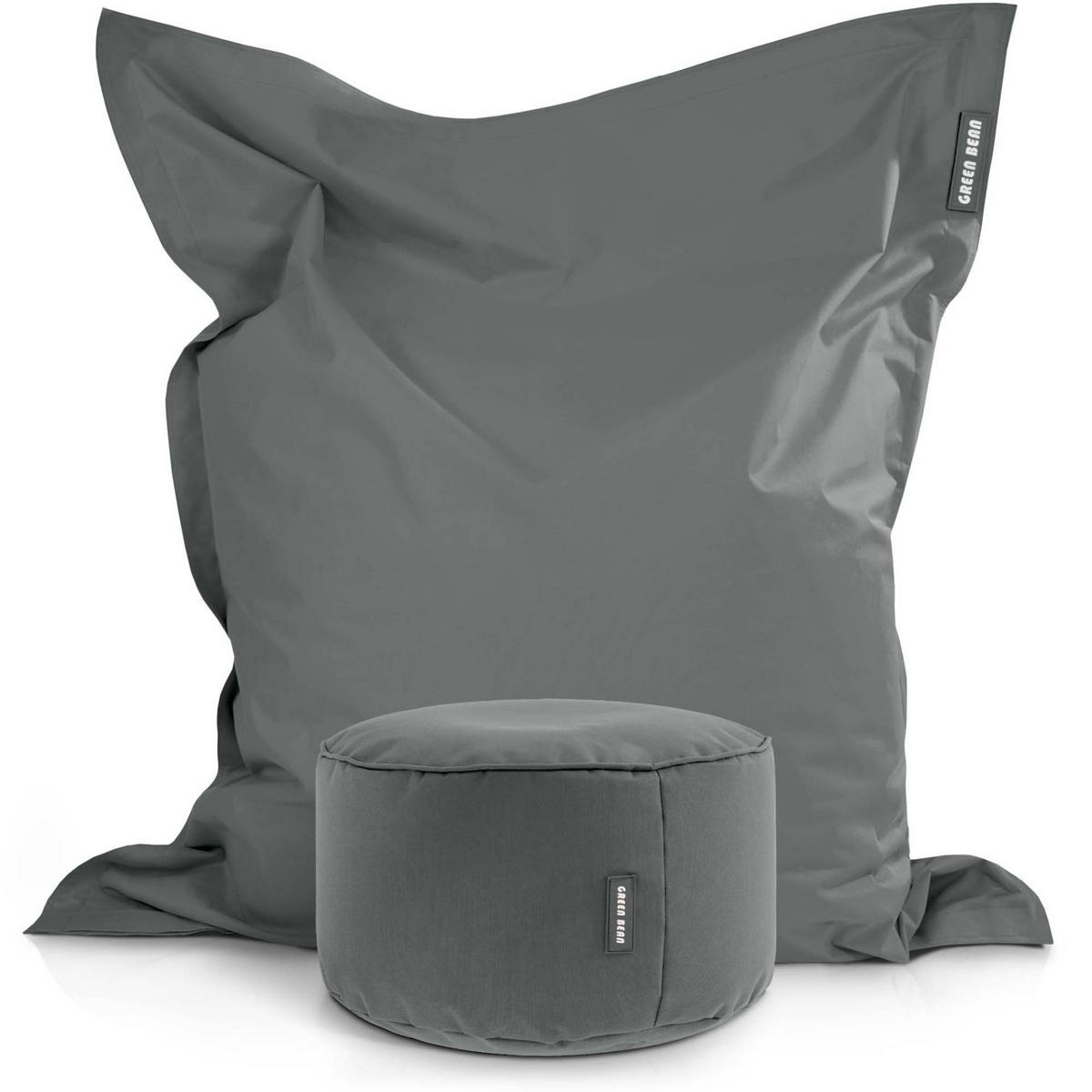 XXL-SITZSACK + Pouf 2er Set - 140x180cm - Grau, Textil (140/25/180cm) - Green Bean