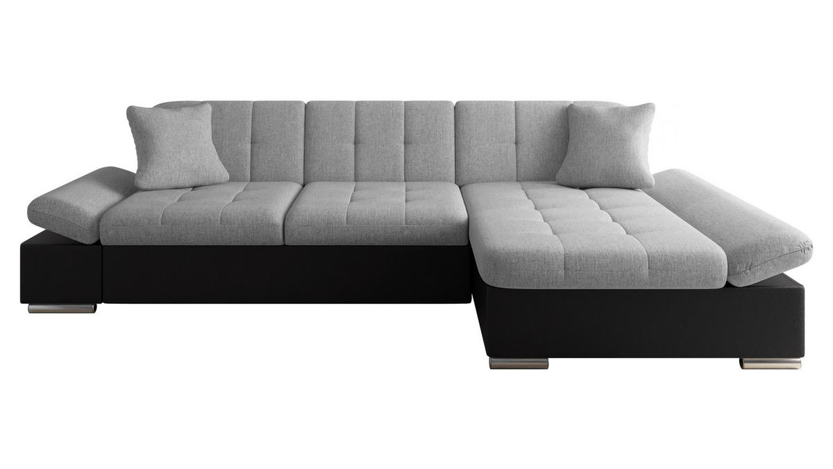 ECKSOFA Malwi, Seite: Rechts - Schwarz/Grau, Holz/Textil (278/161cm) - MIRJAN24