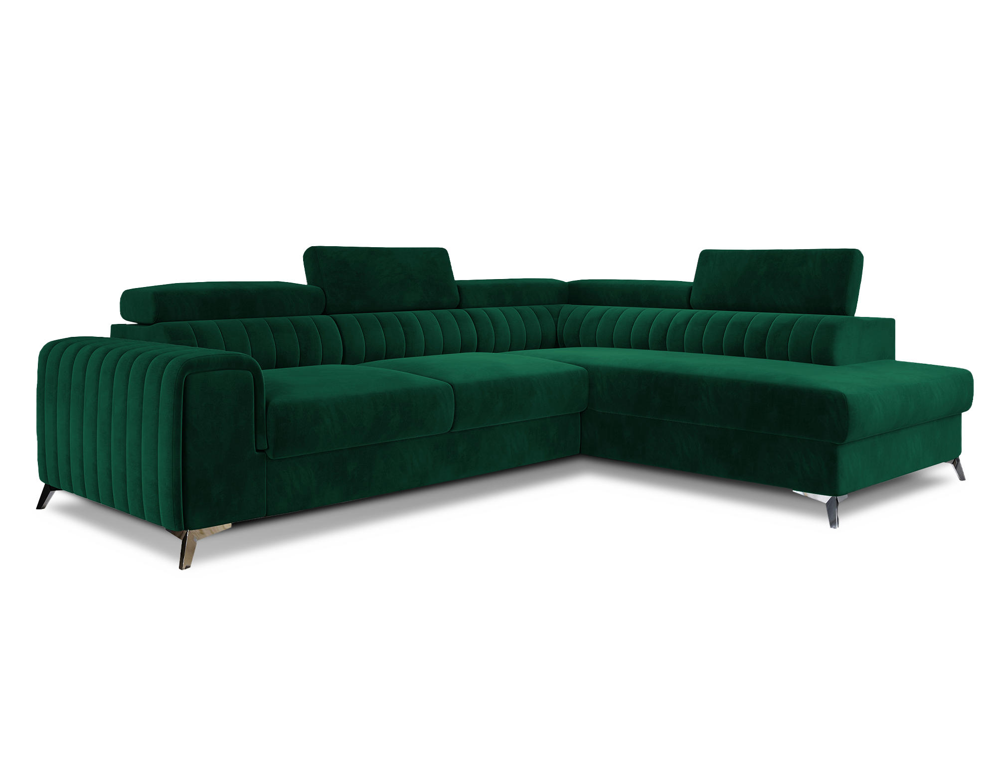 ECKSOFA Laurence mit Schlaffunktion & Bettkasten – 278 x 205 cm, verstellbare Kopfstützen - Grün, Kunststoff (278/205cm) - Wohnideebilder