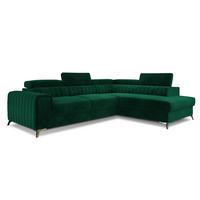 ECKSOFA Laurence mit Schlaffunktion & Bettkasten – 278 x 205 cm, verstellbare Kopfstützen - Grün, Kunststoff (278/205cm) - Wohnideebilder