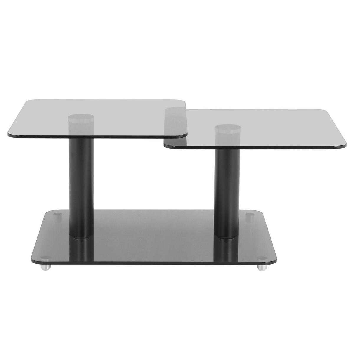 COUCHTISCH - Quadratisch - Glas / Metall - Grau / Schwarz - Schwarz/Grau, Glas/Metall (54/115/43cm) - home24