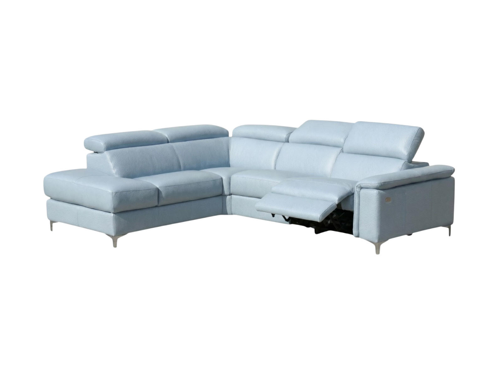 ECKSOFA Avenger Echtleder mit 1 x Relaxfunktion Weiß - Weiß, Leder/Metall (224/81/271cm)