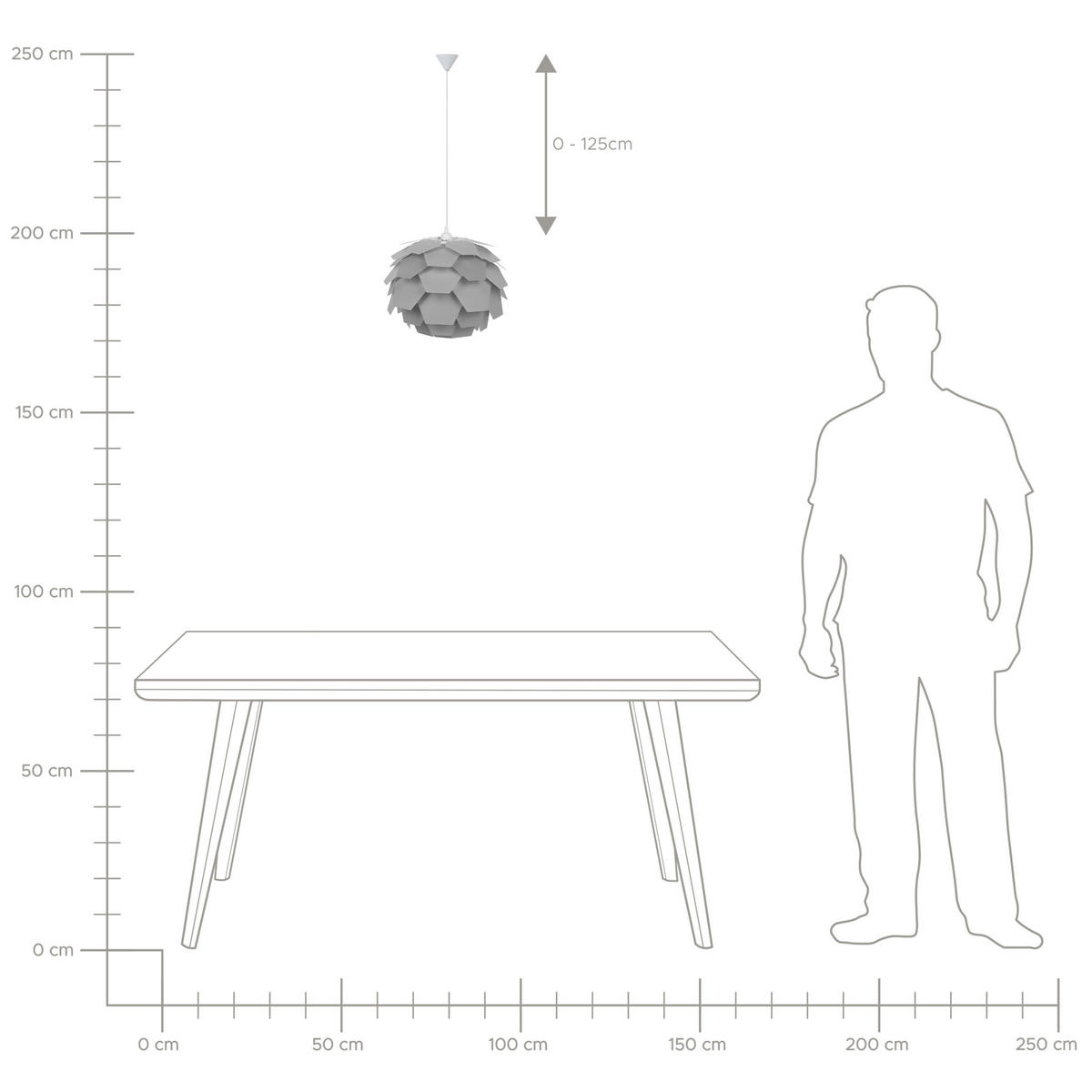 HÄNGELEUCHTE Segre 40/40/165 cm - Grau, Kunststoff (40/40/165cm) - Beliani