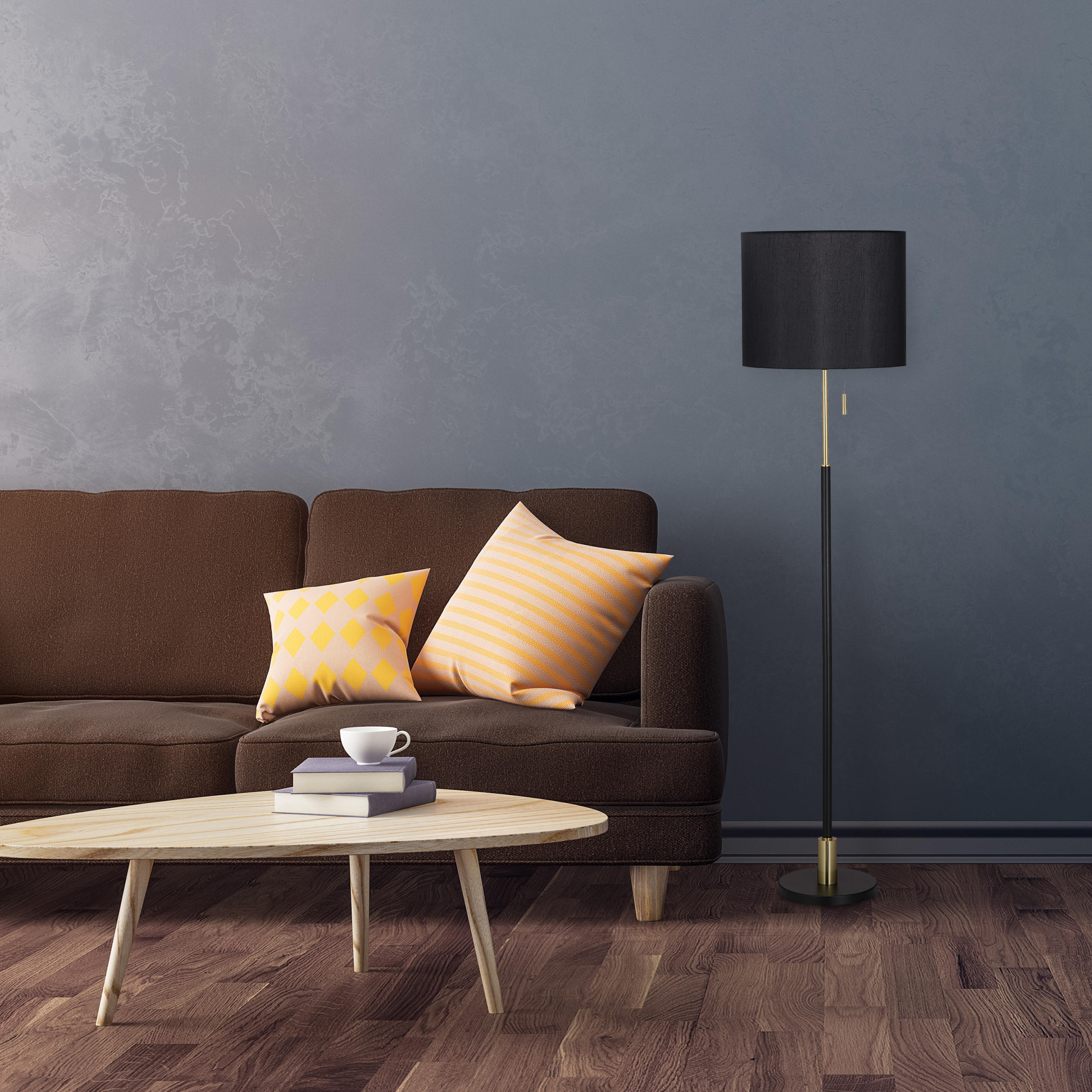 STEHLAMPE - Schwarz, Textil/Metall (40/40/163cm) - Relaxdays