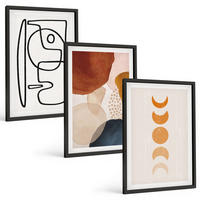 BILDER SET 3er Set - 40x60 cm Schwarzer Rahmen - Abstrakte Farbdekorationen - Schwarz, Kunststoff (40/60cm) - TULUP