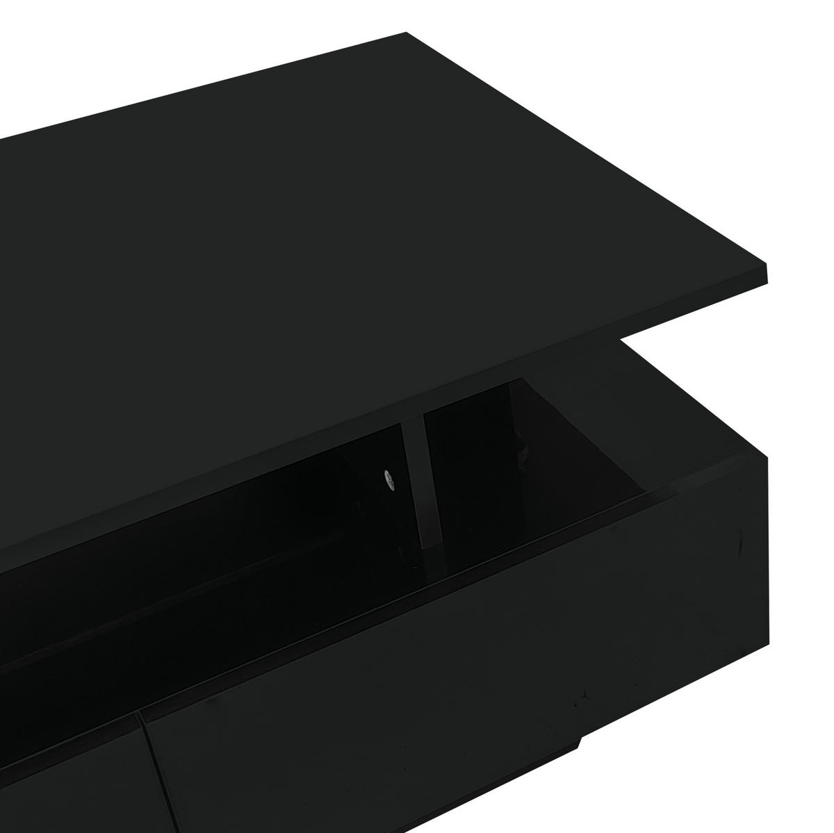 COUCHTISCH 90/55/41 cm in Schwarz mit LED-Beleuchtung und 2 Schubladen - Schwarz, Holzwerkstoff (90/55/41cm) - Flora Grace