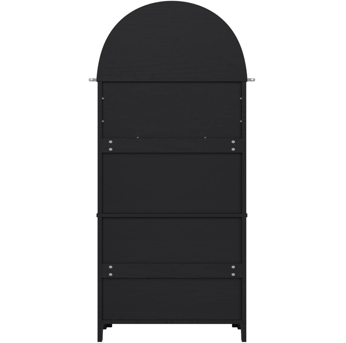VISOKA komoda 70/35/180 cm z 3 predali, odprtim razstavnim delom in mehkimi vrati iz MDF, Črna - črna, leseni material (70/180/35cm) - Redom