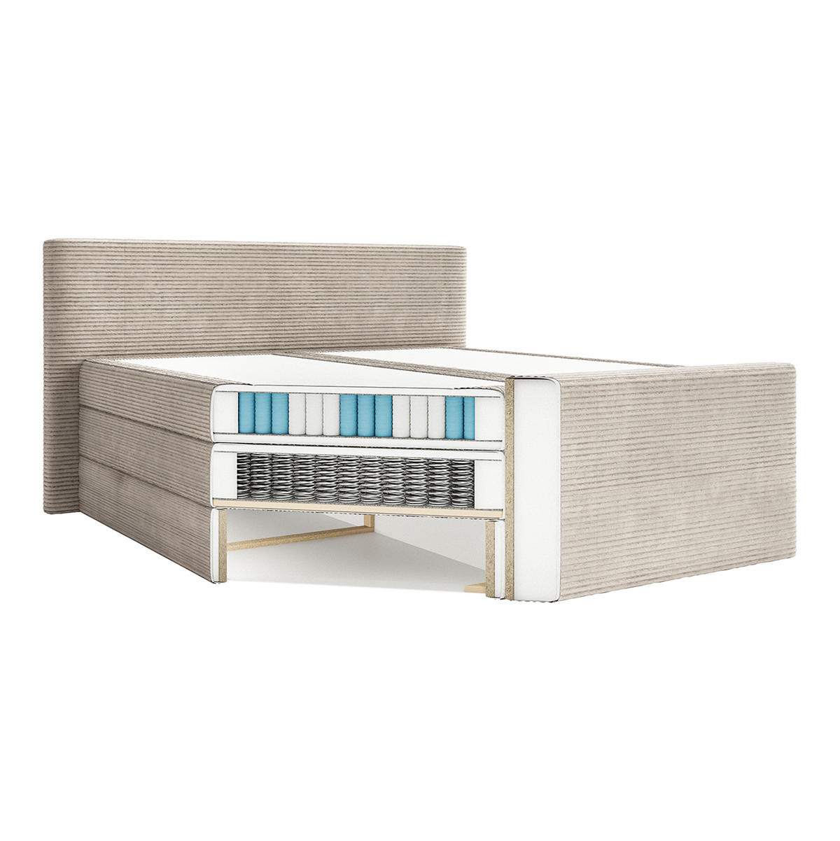 BOXSPRINGBETT Velipoja Cord 160x200 cm, Beige - Beige, Textil (160/200cm) - Fedve