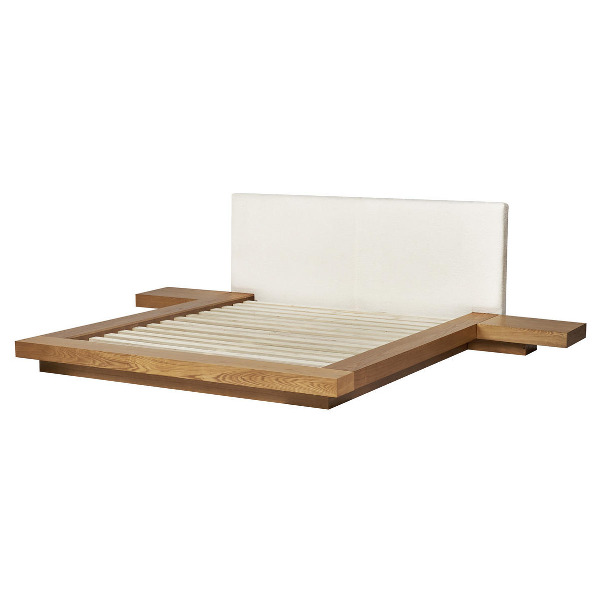 BETT mit LED 160/200 cm MDF-Platte Hellbraun Zen - Hellbraun, Holz (160/200cm) - Beliani