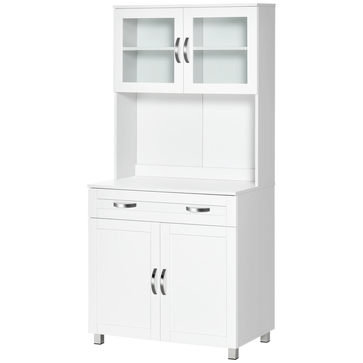 BUFFET DE-10998 2 Türen & große Schublade mit Vitrine Weiß - Weiß, Holzwerkstoff (121.92/431.8/203.2cm) - ComfortXL