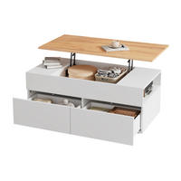 COUCHTISCH 100/50/40 cm Weiß Holzoptik höhenverstellbar mit 2 Schubladen und Stauraum - Weiß, Holzwerkstoff (100/50/40cm) - OKWISH