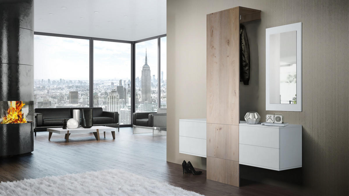 GARDEROBE Carlton Paneel in Eiche Nordic - Silbereichenfarben, Holzwerkstoff (157/193/35cm) - Vladon