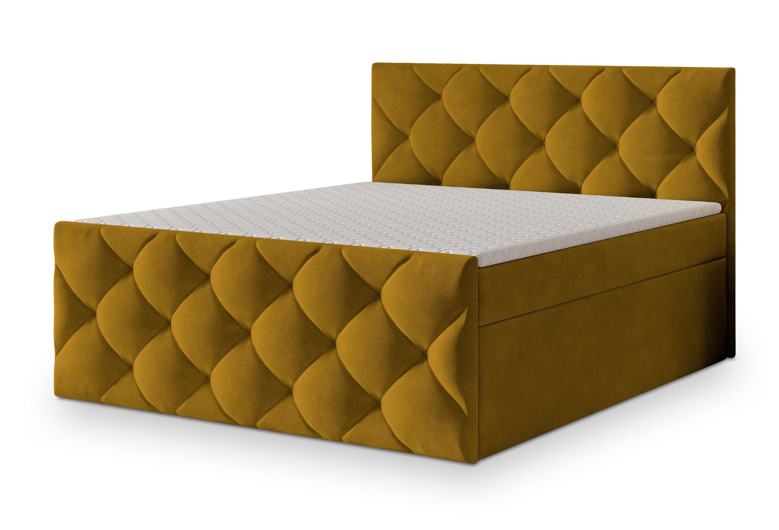 BOXBETT ROVARI 160x200 cm mit Matratze und Topper - Gelb - Gelb, Holz (160/200cm) - MASSENO