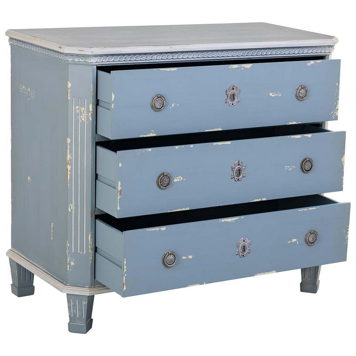 HOLZKOMMODE mit 3 schubladen 92x46x81 cm blau - Blau, Holz (92/81/46cm) - Wanderlust