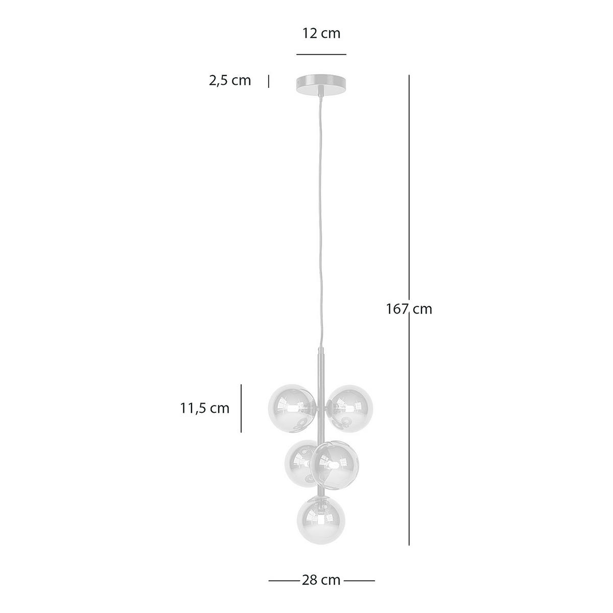 PENDELLEUCHTE - Metall / Glas - 5-flammig - Transparent/Grau, Glas/Metall (28/28/167cm) - home24