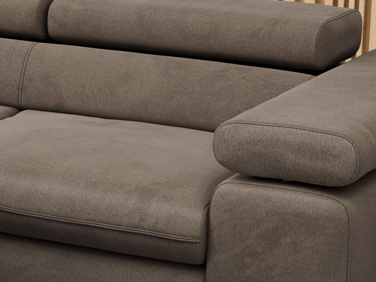 ECKSOFA PETER L Braun Velvet - Links Seite - Schwarz/Braun, Textil/Metall (208/273cm) - MKS