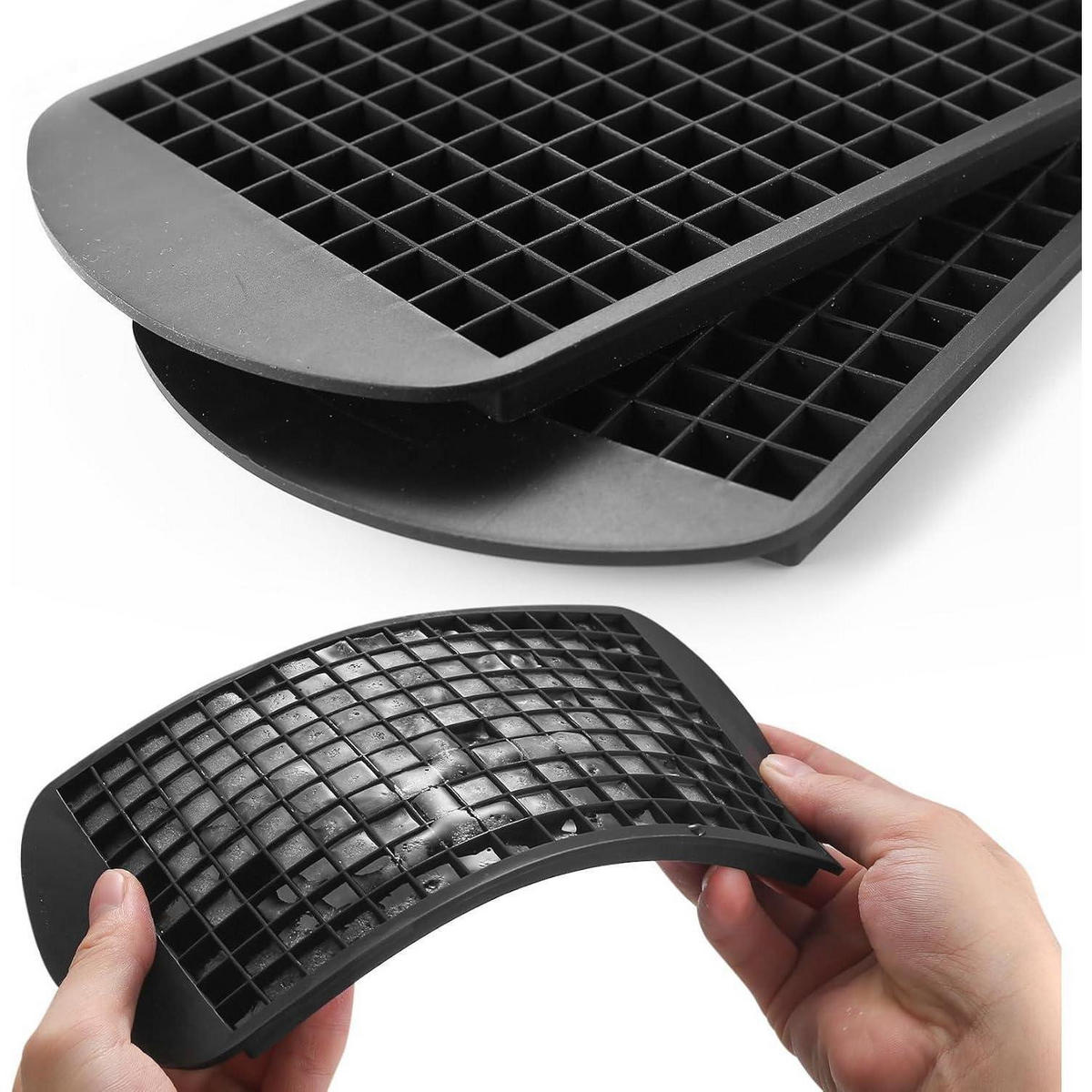 EISWÜRFELFORM 2-teiliges Set Silikon 160 Mini Eiswürfel - Schwarz, Kunststoff (12/1/23.5cm)