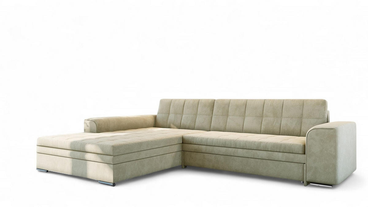 ECKSOFA Lusaka Mit Schlaffunktion - Creme, Holzwerkstoff/Textil (292/198cm) - Fun Möbel