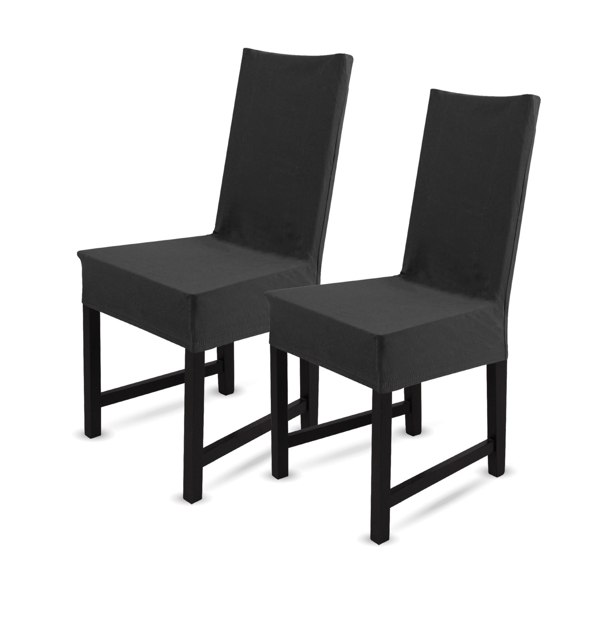 STUHLHUSSE elastisch ( 2er Pack / Schwarz ) - Stretchhusse aus Baumwolle für Esszimmer, Küche ( 42 cm x 65 cm ) - Schwarz, Textil (42/65cm) - Bestlivings