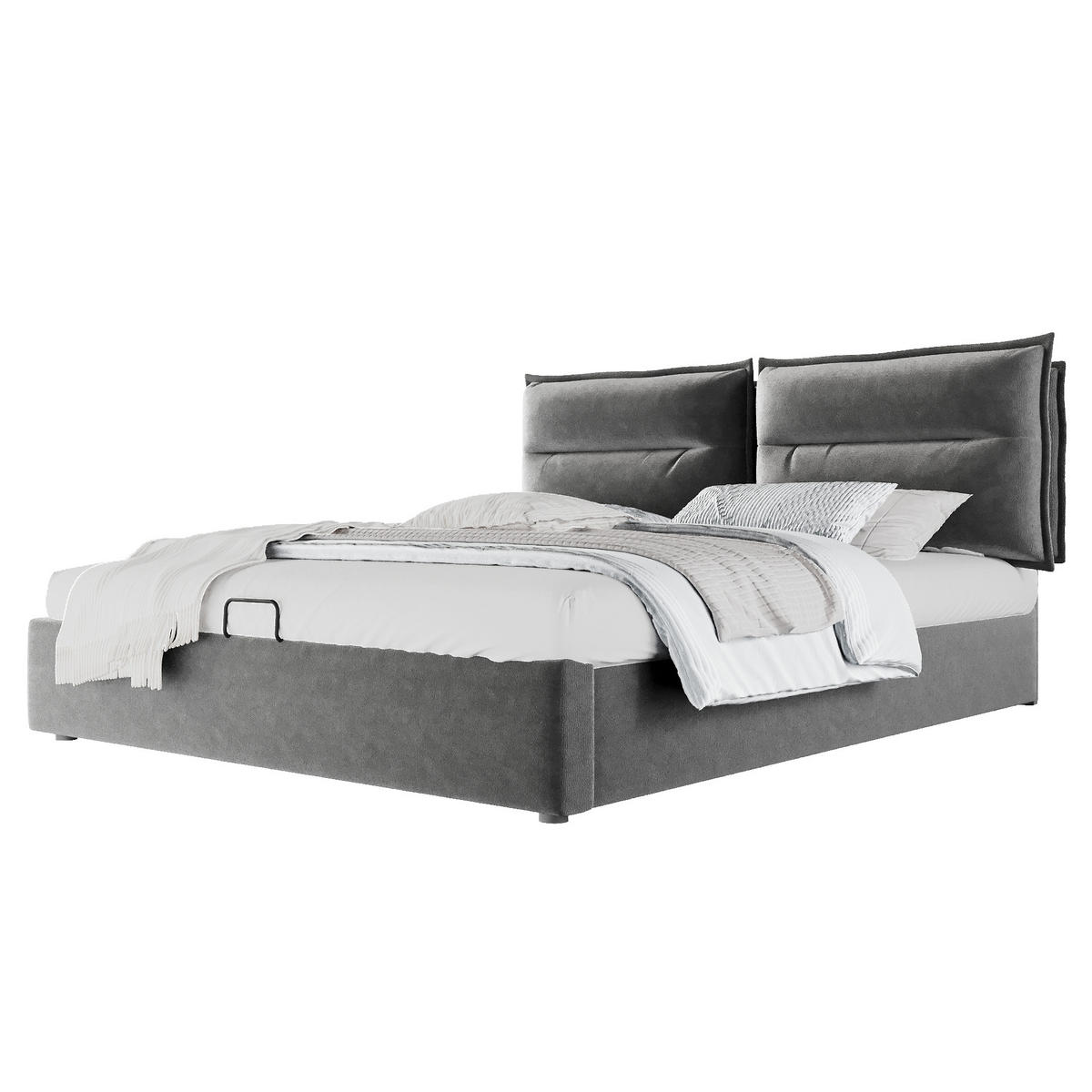 POLSTERBETT 140/200 cm in Grau mit Bettkasten und verstellbarem Kopfteil Samt - Grau, Holzwerkstoff/Textil (140/200cm) - CHICFURN