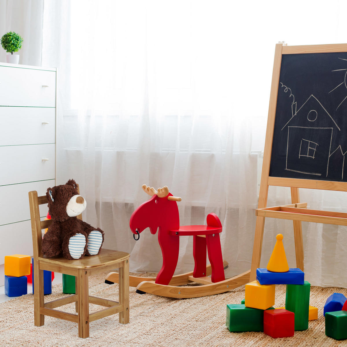 KINDERSTUHL - Hellbraun, Holz (28.5/50/28cm) - Relaxdays