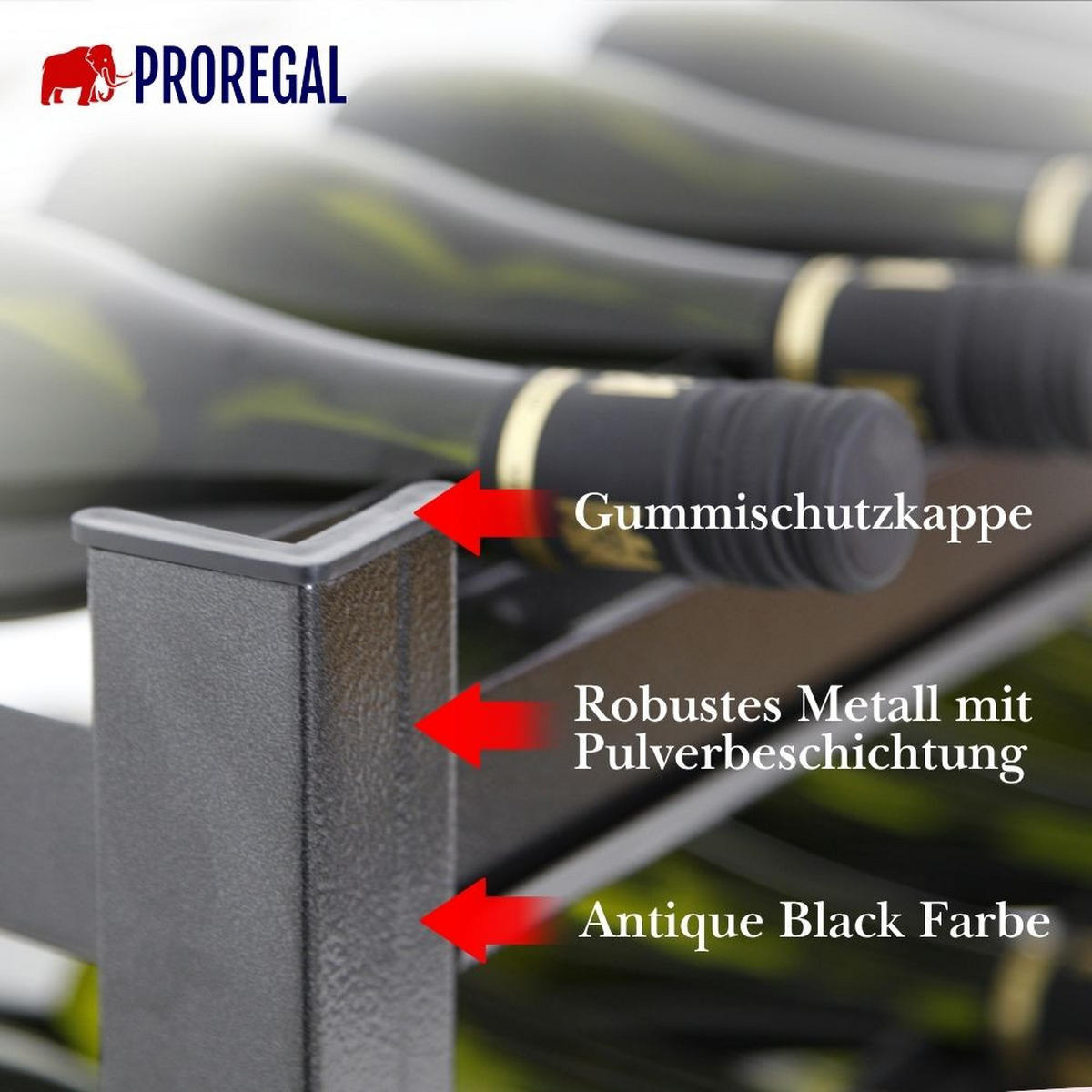 PROREGAL Weinregal TOSKANA 75x60x30 cm 30 Flaschen auf 5 Ebenen Schwarz - Schwarz, Metall (60/75/30cm) - PROREGAL