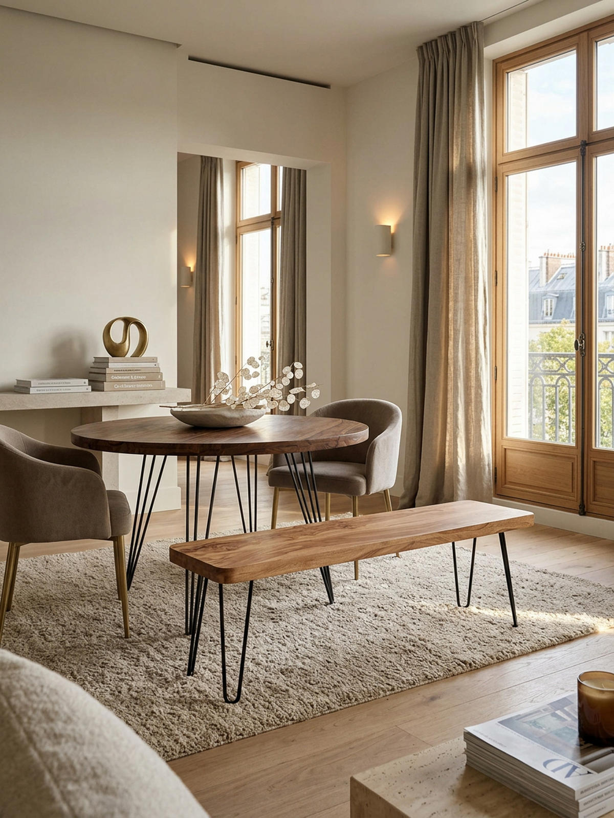 SITZBANK BALU Massivholz Metallbeine Landhausstil, Beige 120x40x45 cm - Beige/Schwarz, Holz/Metall (120/45/40cm) - KADIMA DESIGN