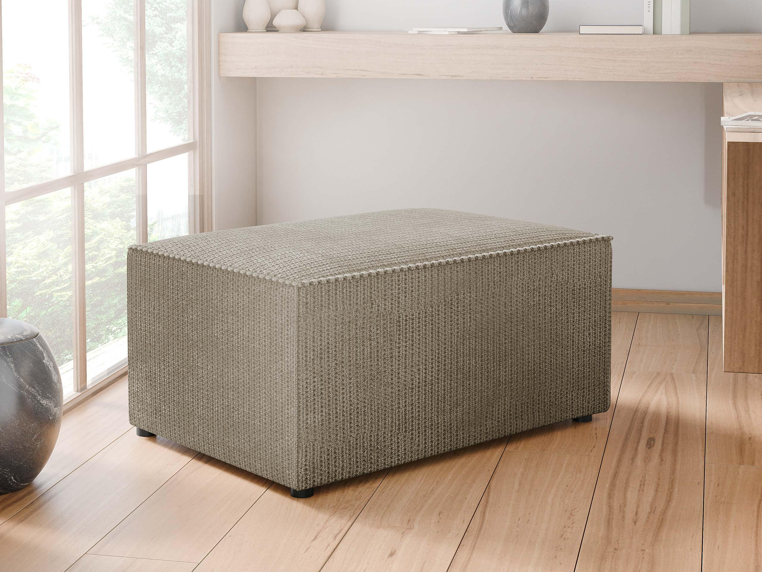 POLSTERHOCKER Karl - Hellbraun/Schwarz, Holz/Kunststoff (60/38/45cm) - MIRJAN24