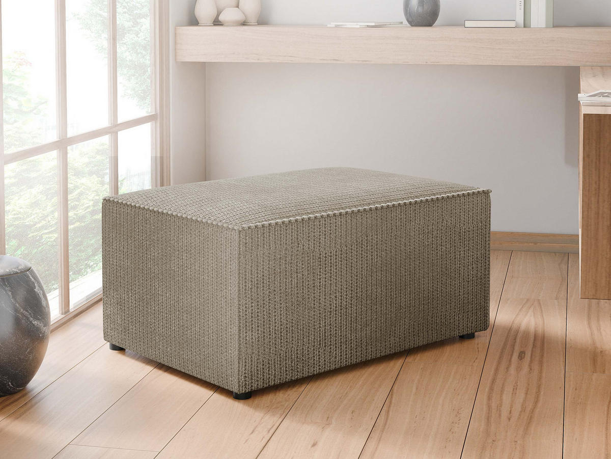 POLSTERHOCKER Karl - Hellbraun/Schwarz, Holz/Kunststoff (60/38/45cm) - MIRJAN24