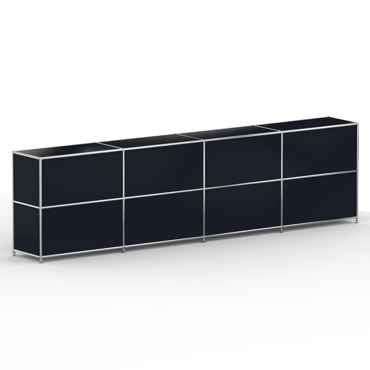 AKTENSCHRANK, 8 Klappen & Schloss, Breite 302 cm, Graphitschwarz - Chromfarben/Silberfarben, Metall (40/80.5/302.2cm) - Versee